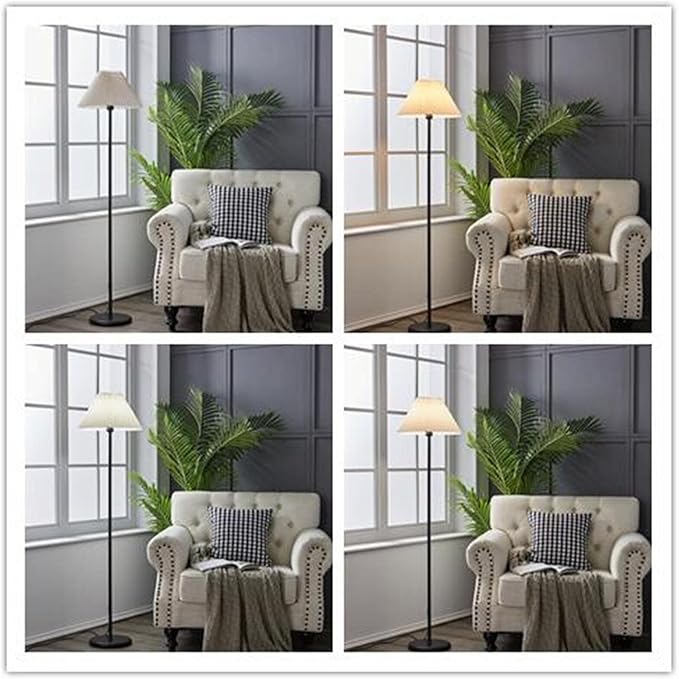 Black Pole Floor Lamp Simple Design Tall Lamp with Shade Standing Lamp with LED Bulb for Living Room and Bedroom
