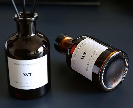 WEALD TRIBE Flower Reed Diffuser Set Vanilla Cinnamon Scent for Bathroom Air Fresheners | 4.0 fl oz Essential Oils with Sticks Home Fragrance Defusers | House Bedroom Office Shelf Decor & Gift