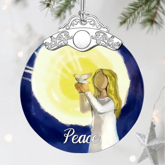 Stained Glass Ornament, Peace Angel Christmas Ornaments, Christmas Decorations for Tree, Holiday Ornament, Holiday Party Gifts, Gift Ideas & Xmas Gift - Peace Angel