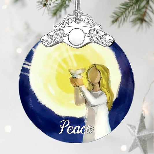 Stained Glass Ornament, Peace Angel Christmas Ornaments, Christmas Decorations for Tree, Holiday Ornament, Holiday Party Gifts, Gift Ideas & Xmas Gift - Peace Angel