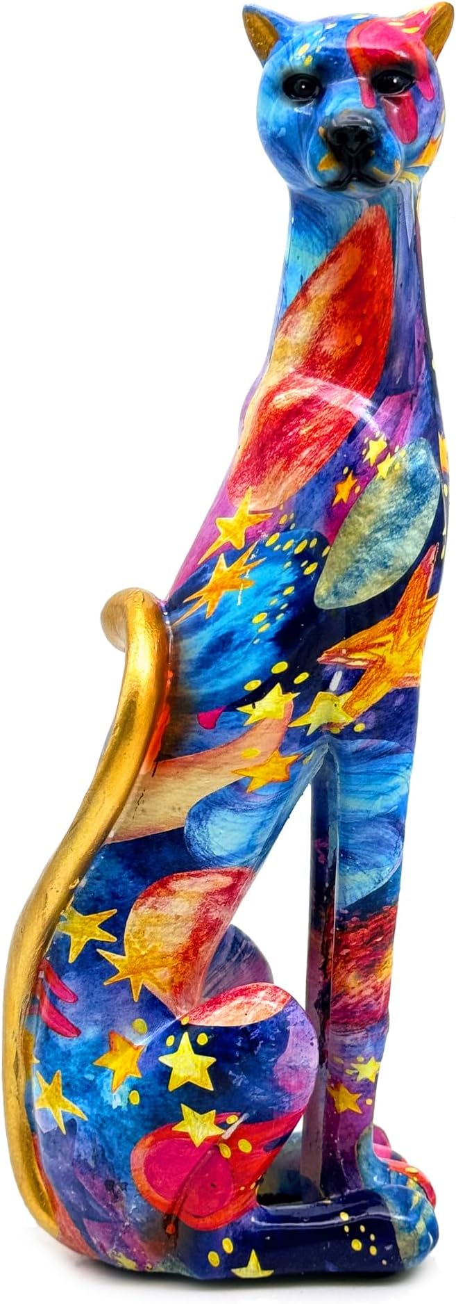 Colorful Leopard Statue Art Figurine Sculpture Collectible Gifts for Leopard Lover Office Home Decor Desk Accessories Decoration Garden Figurines Outdoor Decor (Color F)