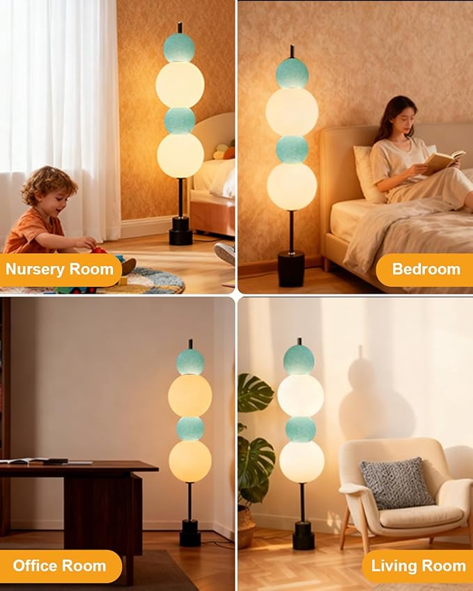 Lightdot Blue Globe Floor Lamp with 3 Color Temperatures LED Bulbs,Dimmable Floor Lamps with Touch Switch,Unique Modern Standing Tall Lamp for Bedroom Living Room Home Office