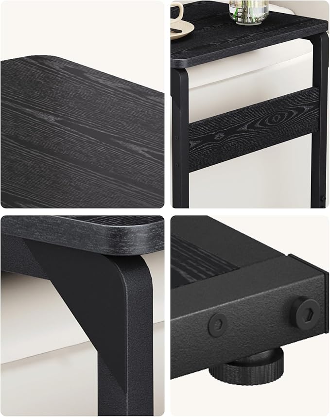 C-Shaped End Table, Small Side Table for Couch, Sofa TV Tray Table for Living Room, Bedroom, Bedside ET-YB-BKW1