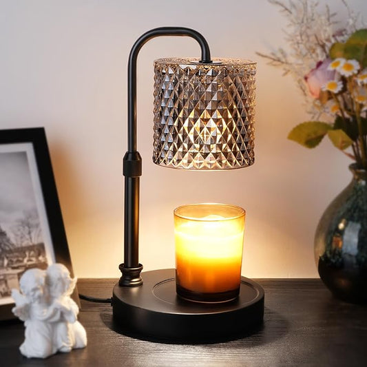 Candle Warmer Lamp with Timer &Dimmer, Adjustable Height Candle Wax Warmer Warming Lamp with 2x50W Bulbs for Scented Candles for Housewarming Bedroom Home Decor Mom Women