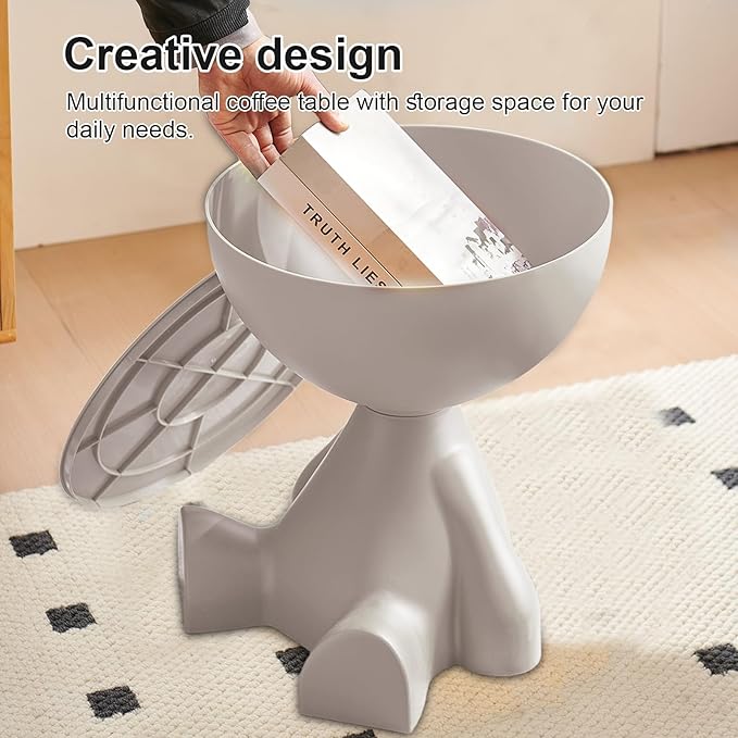 Mini Circle Side Table, Small Modern Bowl-Shaped Coffee Table, Sofa End Table Nightstand, Modern Bedside Home Decor for Living Room, Bedroom，Living Room (Gray)