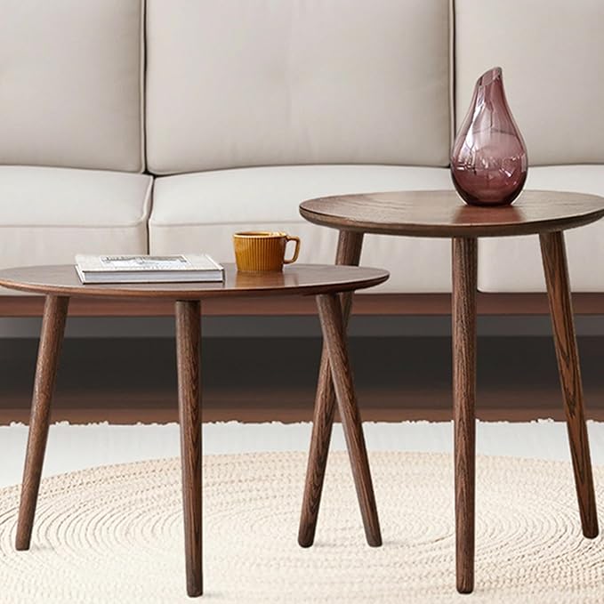 Oval Side Table,22.9" D x 33.5" W x 15.8" H Walnut Finish Oval Accent Table, 150lb Capacity & Easy Assembly,Mid Century Modern Small Coffee Table for Living Room, Bedroom, Office