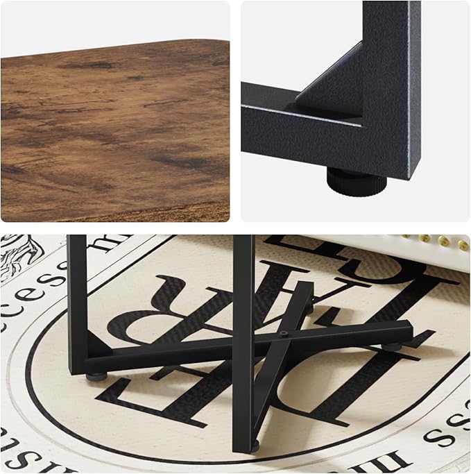 C-Shaped End Table, Small Side Table for Couch, Sofa TV Tray Table for Living Room, Bedroom, Bedside ET-X-BR1