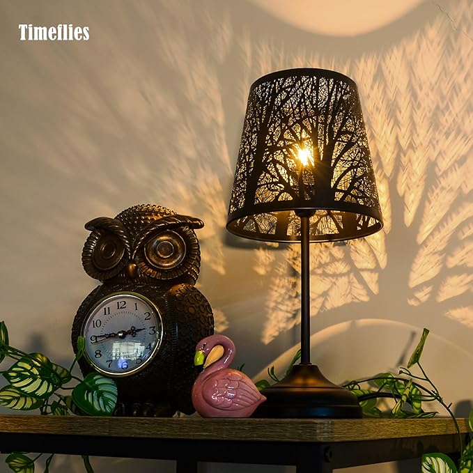 Table Lamp with Dimmer, 3 Levels Dimmable Touch Switch, Black Shadow Table Lamp, Cool Night Light for Kids, Bedroom Nightstands Lamp, Lamp for Living Room End Tables Halloween Room Decor