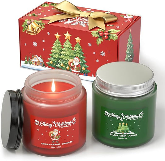 Christmas Candles, Soy Candles for Women & Men, Holiday Candle Gift Set for Women, Perfect Christmas Gifts for Mom, Dad, Teachers, Friends & Loved Ones