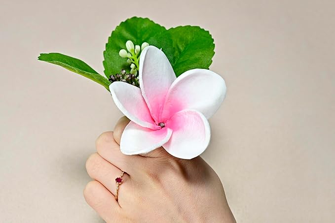 Birthday Gifts for Women 10pcs Gradient Pink Flowers PU Real Touch Flowers Hawaiian Plumeria Frangipani Artificial Flowers for DIY Birthday Gifts Wedding Gifts Home Decor Table Centerpiece