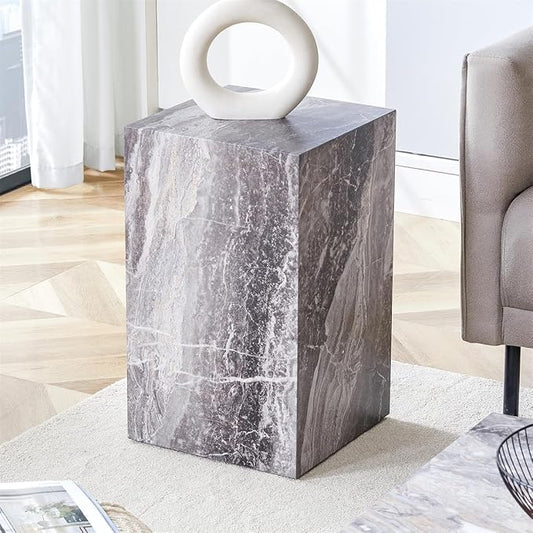End Table Living Room Table, Faux Marble Sofa Couch Side Table, Bedside Nightstand for Small Spaces, Bedroom