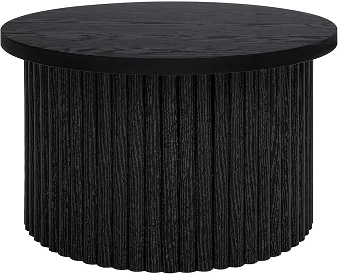 Nesting Coffee Table Set of 2, Modern Round Wooden Circle Accent Coffee Tables for Small Spaces Living Room Bedroom Balcony Office Drum Side Table