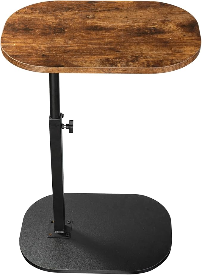 Side Table TV Tray for Couch,Height Adjustable 360° Swivel C Shaped End Table for Small Spaces,Bedside Bathroom Living Room (Vintage Brown)