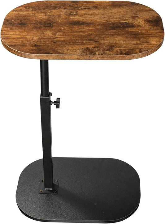 Side Table TV Tray for Couch,Height Adjustable 360° Swivel C Shaped End Table for Small Spaces,Bedside Bathroom Living Room (Vintage Brown)