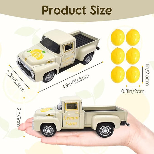 Lemon Truck Decor with Mini Fake Lemons Lemon Decorations for Home Kitchen Farmhouse Tabletop Centerpiece Summer Tiered Tray Decor Lemonade Stand Decorations Amalfi Coast Party Favor, Cream