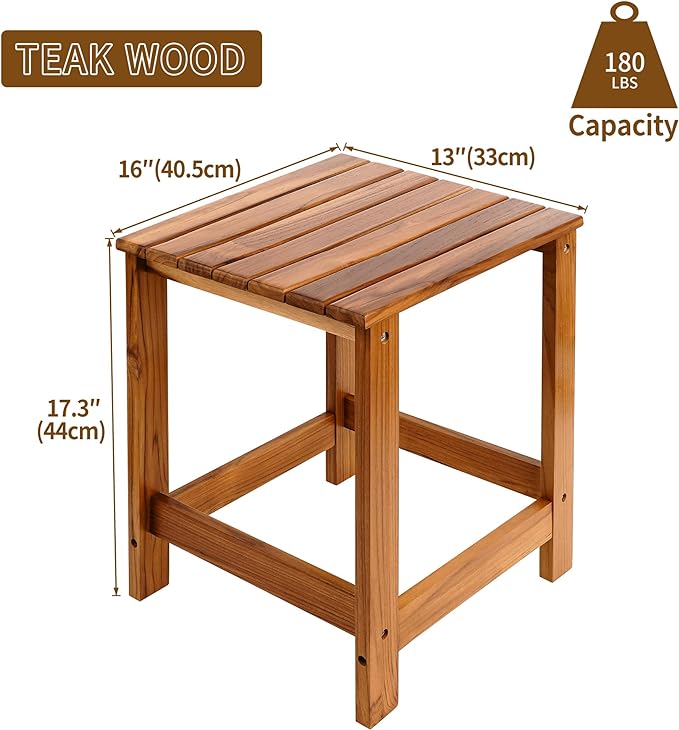 Utoplike Teak Outdoor Side Table for Patio, Pool Coffee Accent Table, Wood End Tables for Garden, Backyard, Bed, Living Room, Couch