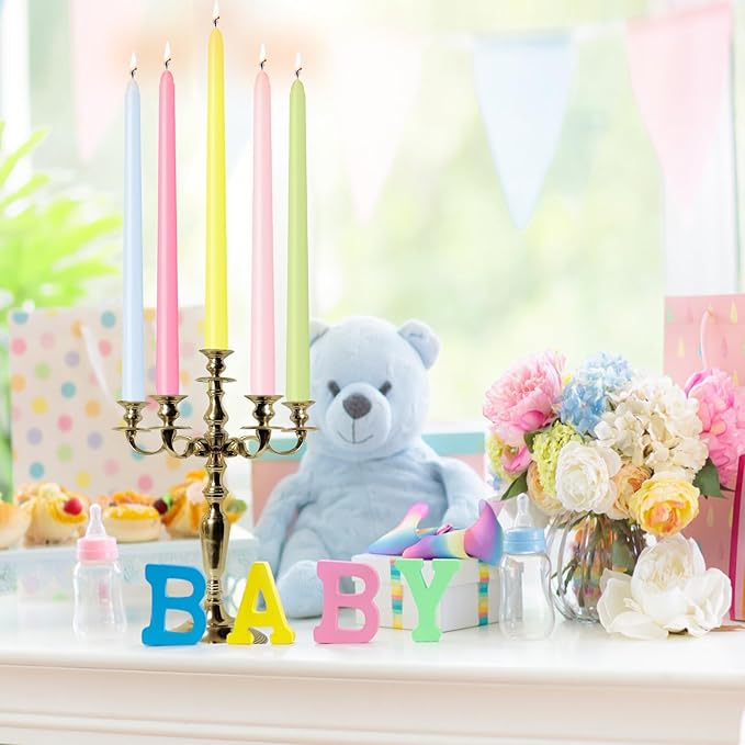 12 Inch Taper Candles, Smokeless Dripless Long Candles - Unscented Decorative Dinner Candles for Home, Wedding, Party, Table Decor, and Holiday Celebrations (6-Pack Assorted Colors B)