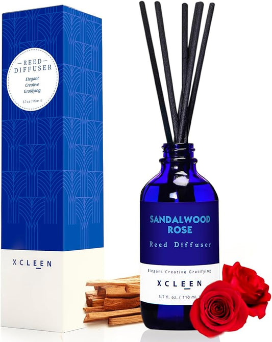 Reed Diffuser Set, Sandalwood Rose Scented Oil Diffuser with Sticks, Home Fragrance Reed Diffusers for Bathroom Shelf Decor & Air Fresheners