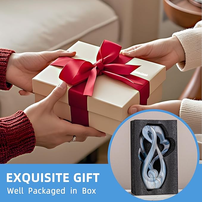 Blue Sculptures Home Decor, Ceramic Statues Coffee Table Decor for Living Room, Table Centerpiece for Dining Room, Shelf, Entry, Modern Minimalist Abstract Art Objects (2pcs)