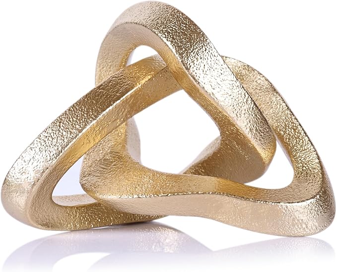 Infinity Knot Sculpture Gold Knot Decor Object, Abstract Knick Knacks Coffee Table Modern Statue, Gold Sculpture for Home Living Room Table Ornaments and TV Stand Bookshelf Decorative