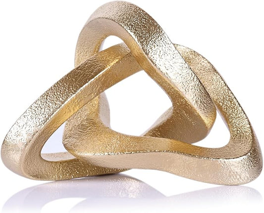 Infinity Knot Sculpture Gold Knot Decor Object, Abstract Knick Knacks Coffee Table Modern Statue, Gold Sculpture for Home Living Room Table Ornaments and TV Stand Bookshelf Decorative