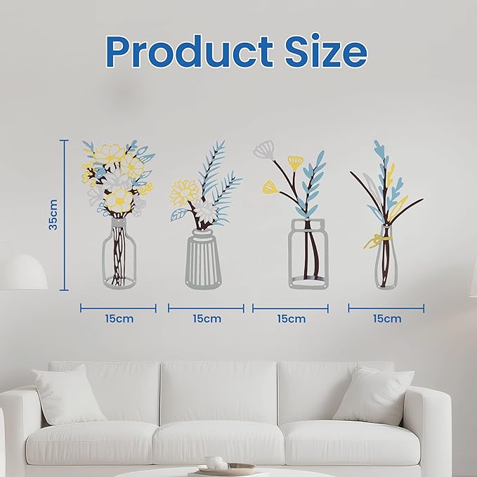 zituzitp 4 Pieces Metal Flower Wall Decor, Wall Art for Bathroom Living Room Kitchen Bedroom Dining Room Rustic Farmhouse Boho Wall Decor Houseworming Gift