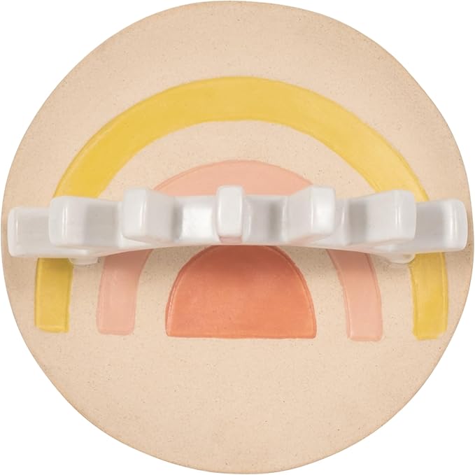 Sagebrook Home Boho Trinket Tray with Ring Holder - Ceramic Stoneware Jewelry Dish - Decorative Organizer for Rings & Accessories - Home, Office, Bedroom & Living Room Decor - 4" Ivory & Tan