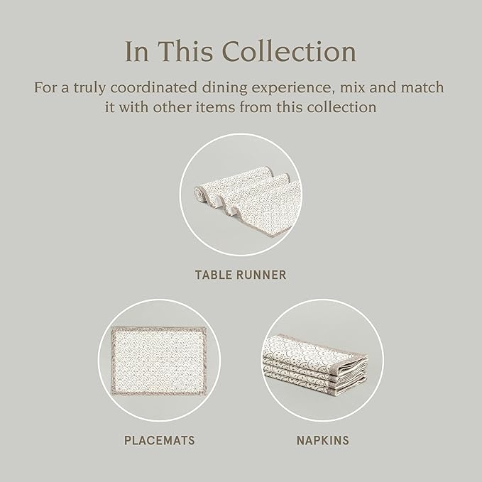 over&back Set of 4 Hand-Blocked Placemats - Colorful Dining Table Mat - Each Placemat is Unique - 100% Cotton - Machine Washable - Kitchen and Home Decor - Taupe Arch