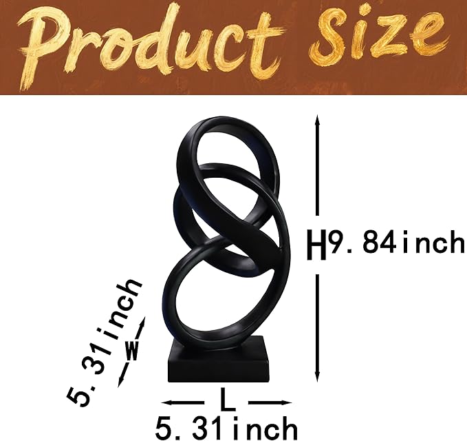 15" Modern Abstract Ribbon Decorative Sculpture, Knot Sculptures,Home Decor,Coffee Table Statues,Dining Living Room Desk Decor