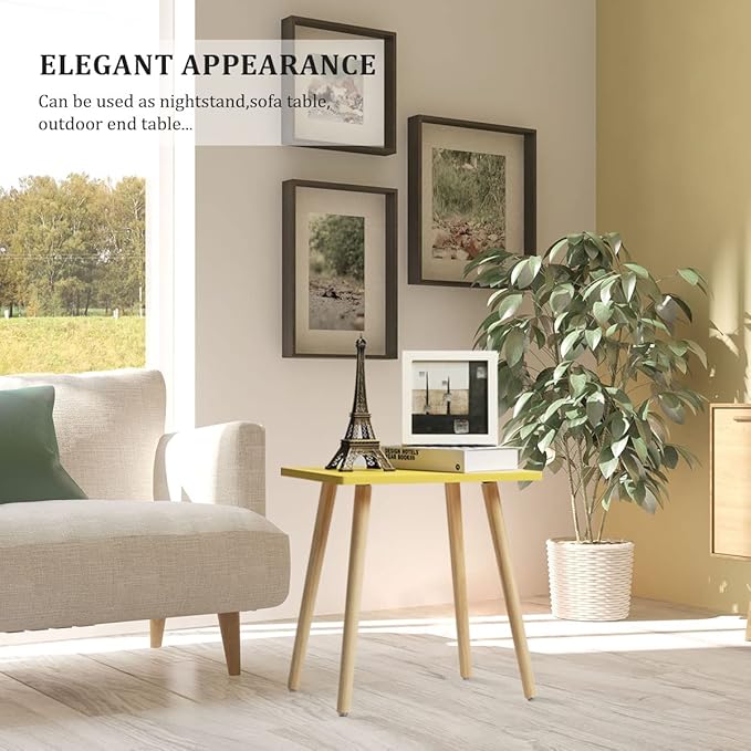 FORAOFUR Side Table, Small End Table Accent Living Room Bedroom Balcony Office, Modern Bedside Home Decor, Easy Assembly, (Yellow, 15.75D x 11.8W 16.54H in)