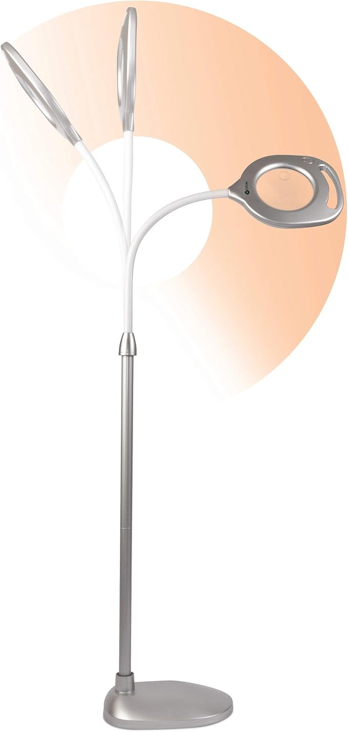 OttLite 43828C 2-in-1 LED Mag Floor and Table Lamps, 4.69" x 15.38" x 17.38", Silver