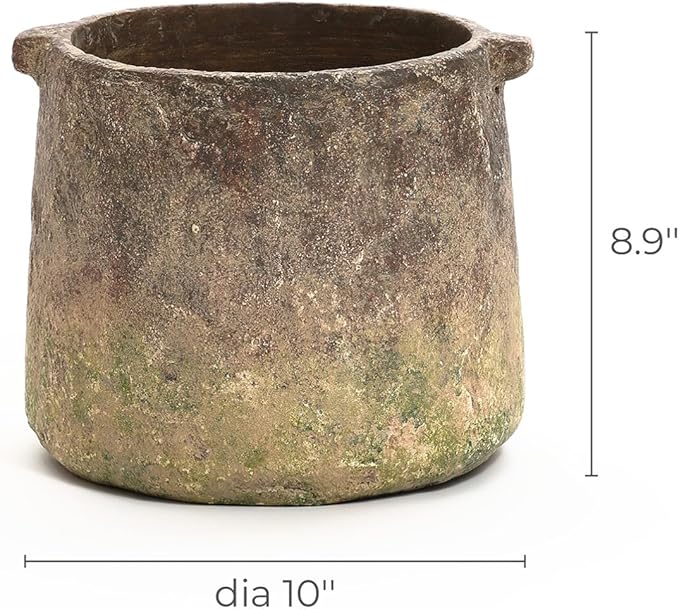 LuxenHome Rustic Cement Flower Vase, Ginger Root Brown, 8.9-Inch Tall Cylinder Vase, Perfect for Dining Table Decor, Home Decor, Living Room Decor