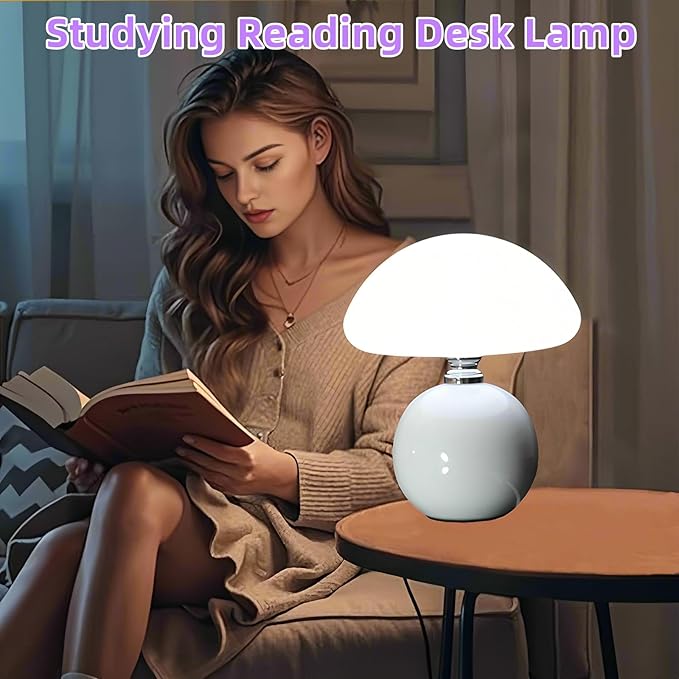 Mushroom Lamp for Bedroom Living Room,Mushroom Table Lamps for Bedside Night Stands,3 Color Temperature Desk Small Table Lamp,Cute Mini Modern Night Light Lamp,Unique Home Decoration