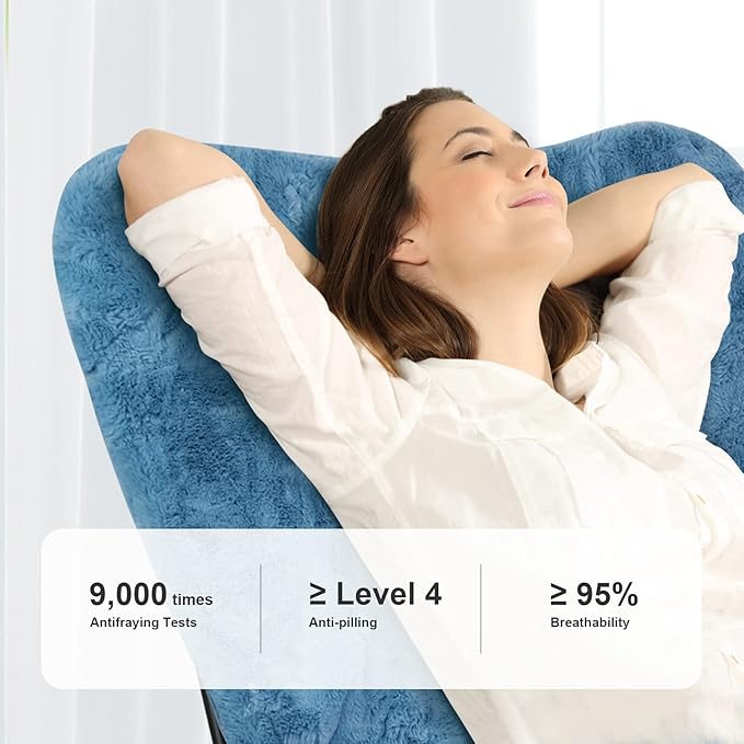 Extra Large Faux Fur Foldable Butterfly Chair (Lake Blue)