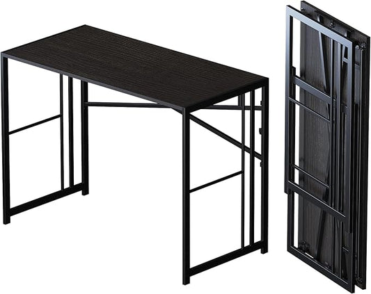 Folding Desk 40 inch Writing Gaming Computer Camping Desk, No Assembly Required Home Office Table, Black
