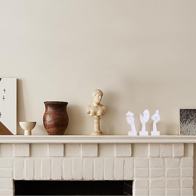 3 Pcs Thinker Small Statue Set - White Art Abstract Home Accent Figurines for Decor Woman Apartment Bookshelf Floating Shelf Coffee Table Office Desk Bathroom Counter Decor (3 Pcs White, 6")