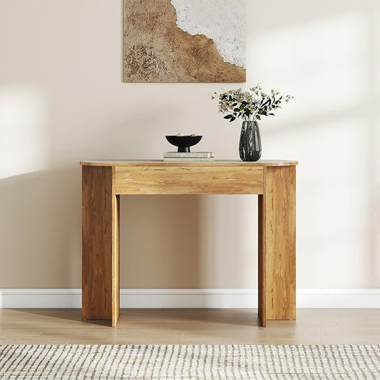 Mid Century 43 Inch Console Table, Farmhouse Wooden Console Table for Living Room, Narrow Sofa Table Behind Couch, Entryway Table, Natural Finish