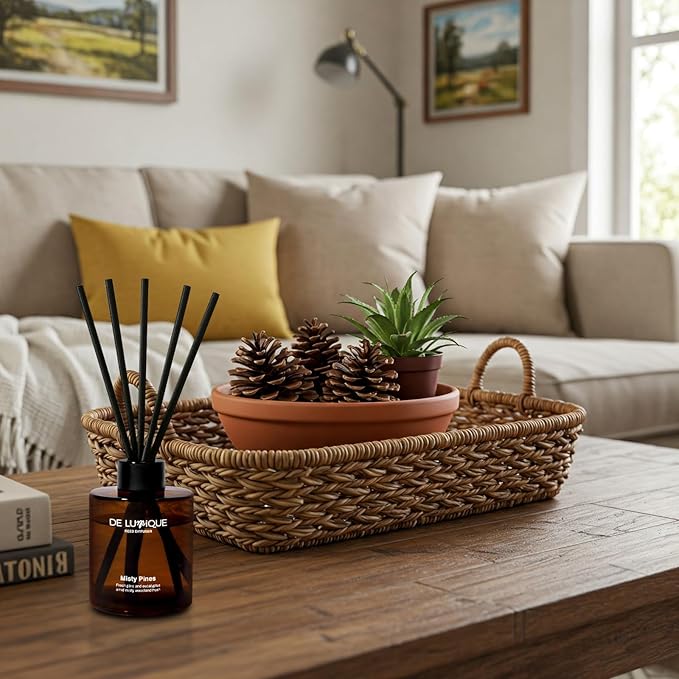 Misty Pines Reed Diffuser – Luxury Reed Diffuser with Fresh Pine, Eucalyptus, Rosemary & Sweet Amber – Long Lasting, Crafted by Perfumers Home Fragrance – 150ml