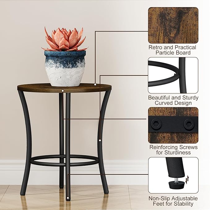 YINMIT Plant Stand Indoor, Round Plant Pots,Flower Pots for Indoor Plants, Adjustable Plant Shelf for Multiple Plant , Corner Plant Stand for Living Room Balcony Patio & Garden (Brown, Small)