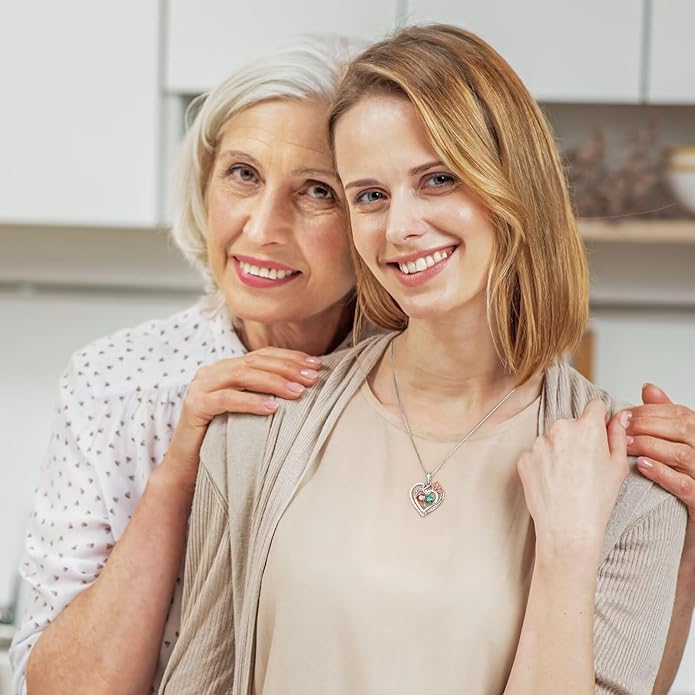 Iefil Christmas Gifts for Wife Women - 925 Sterling Silver Double Birthstone Necklace, Anniversary Birthday Gifts for Women, Jewelry Gift for Wife Girlfriend Mom Her