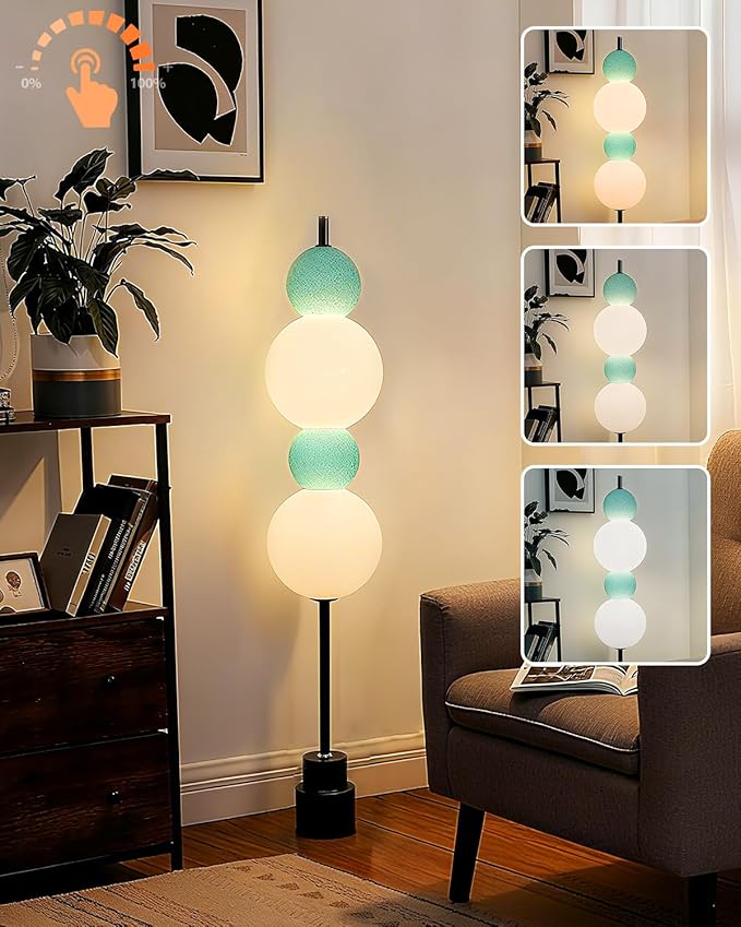 Lightdot Blue Globe Floor Lamp with 3 Color Temperatures LED Bulbs,Dimmable Floor Lamps with Touch Switch,Unique Modern Standing Tall Lamp for Bedroom Living Room Home Office