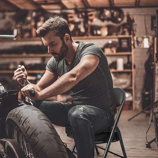 Mini Folding Chair, Garage Stool, Portable Camping Chair with Padded Seat, Lightweight and Compact Lawn Chair, for Patio, Garage, Camping, Fishing, Hiking, Hunting, Picnic, Beach, Black