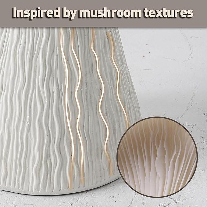 SUNBURY White Outdoor Side Table, Concrete Side Table Set of 2, Mushroom Side Table Plant Stand, End Table Accent Table Outside Marble Table Garden Stool for Patio, Poolside, White