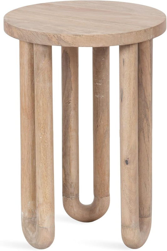 Kate and Laurel Kenzo Modern Wooden Round Side Table; 14 x 14 x 20; Light Natural; Transitional Wood End Table for Use as Bedroom Nightstand or Living Room Accent Table