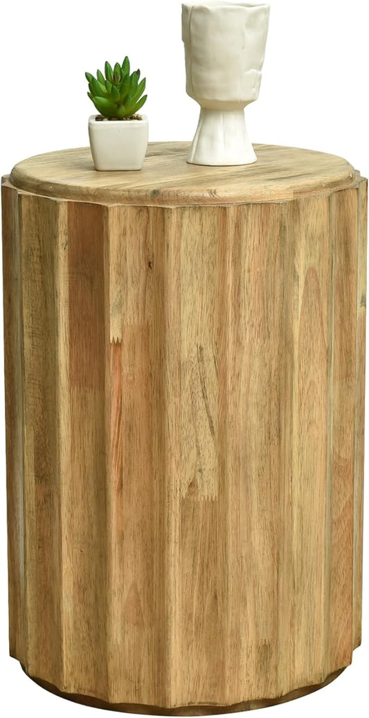 Round Side Table, Rustic Console Table, Gold Geometric End Tables Ideal for Couch Sofa Living Room or Bedroom Stand (Artistic Wave Design)