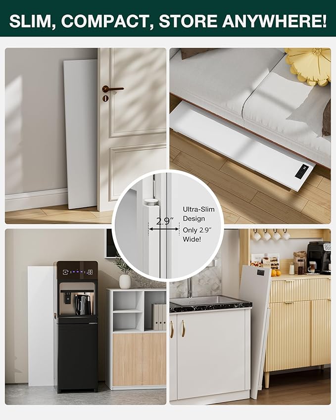 Frylr Small Folding Computer Desk – 43.3 Inch Portable Table for Craft and Study, Lightweight Desk for Small Spaces, Foldable Laptop Table Built-in AC/USB Outlets for Convenience, White