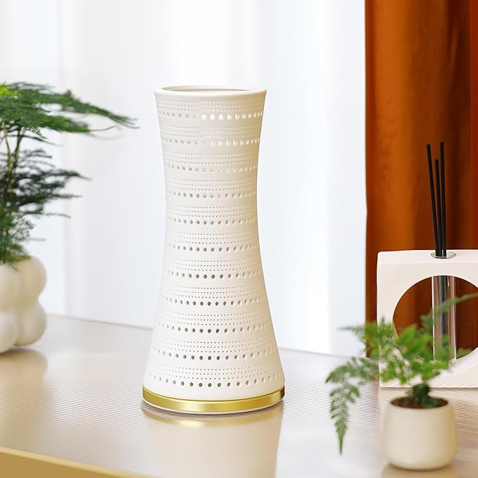 Modern Ceramics Table Lamp White Canton Tower Style Desk Lamp Night Light Accent Lamp 4.5x10 Inch