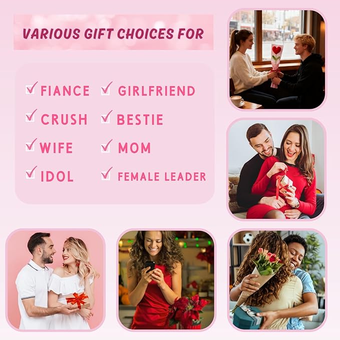 Hand-Crocheted Heart Flower Doll Bouquet - DIY Knitted Desk Decor, Romantic Gift for Girlfriend Valentine's Birthday Anniversary, Home Office Decoration