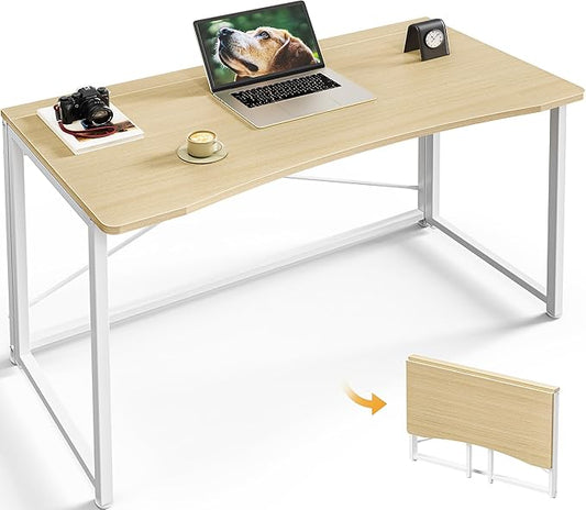 Huuger Folding Desk for Small Spaces, 39.3 Inch Foldable Computer Table, for Home Office, Study, Bedroom, Dorm, Space Saving, Small Writing Work Office Computer Desk, Easy to Fold, Oak