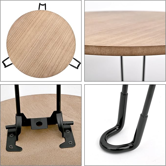 SwallowLiving Farmhouse Side Table with Metal Legs & Wooden Top - Small Wood End Table Nightstand for Living Room, Bedroom - Rustic Accent Table (16 Inch, Brown)